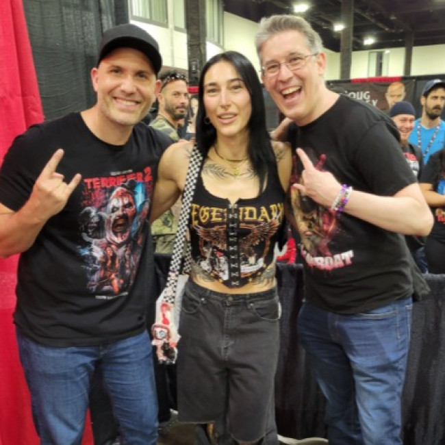 WWE Superstar Rhea Ripley 'killed' by Terrifier slasher Art the Clown at Silver Scream Con 4